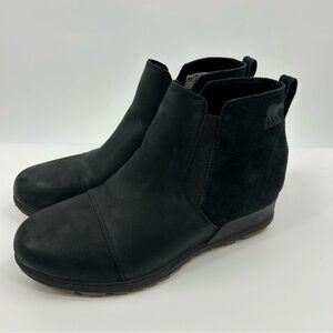 Sorel Evie Chelsea Women's Black Suede Ankle Booties Size 10